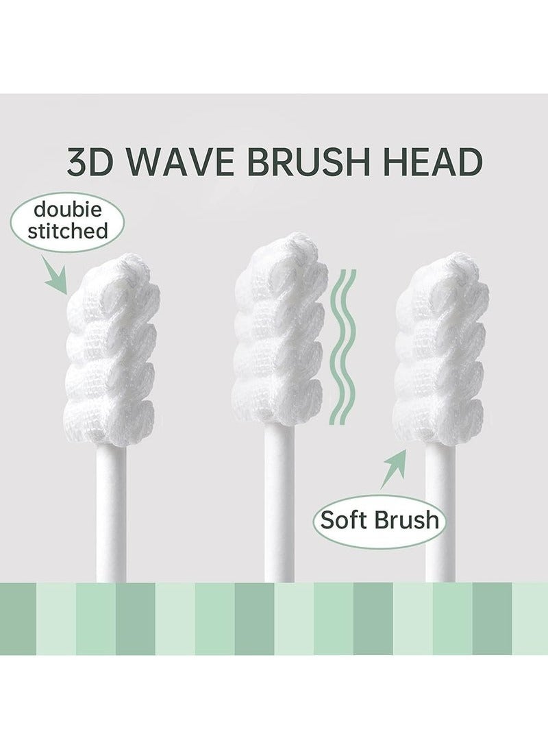 ATRJSZ 60 PCS Baby Tongue Cleaner & 2Pcs Baby Finger Toothbrush, Toothbrush Infant Upgrade Gum Cleaner with Paper Handle, Soft Gauze for 0-36 Month Baby - Image 2