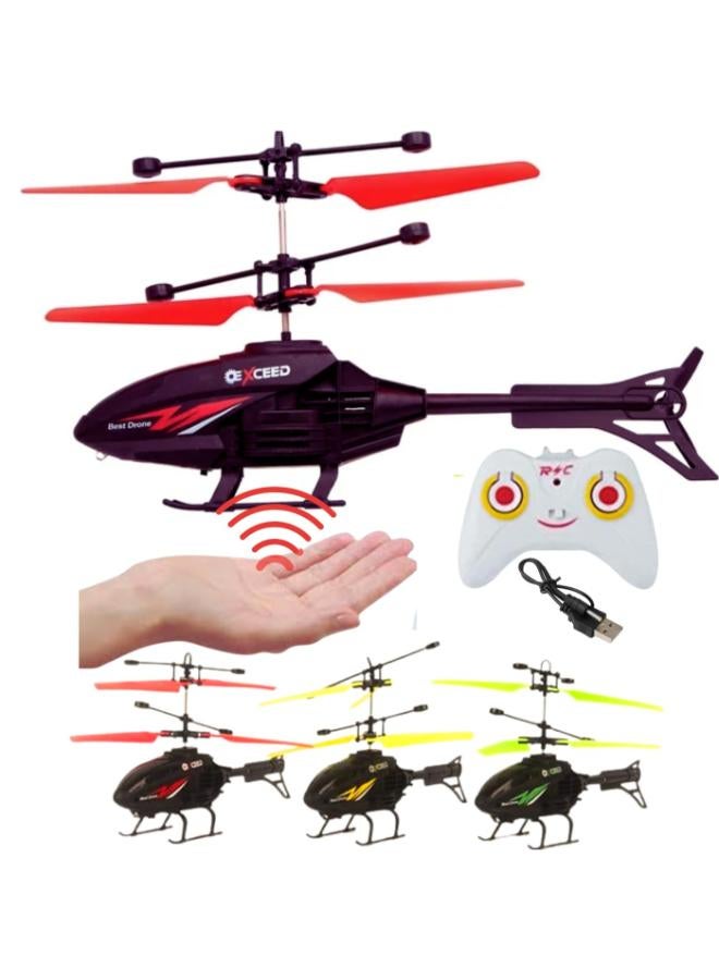 QUEENZOMY Gravity Sensor RC Helicopter for Boys Age 4+ Years I Light Weight Indoor and Outdoor Helicopter I Pack of 1 I White Colour (Black)