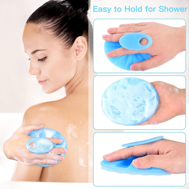 Innerneed Food-Grade Soft Silicone Body Cleansing Brush Shower Scrubber, Gentle Exfoliating and Massage for All Kinds of Skin (Blue+Dark Green) - Image 3