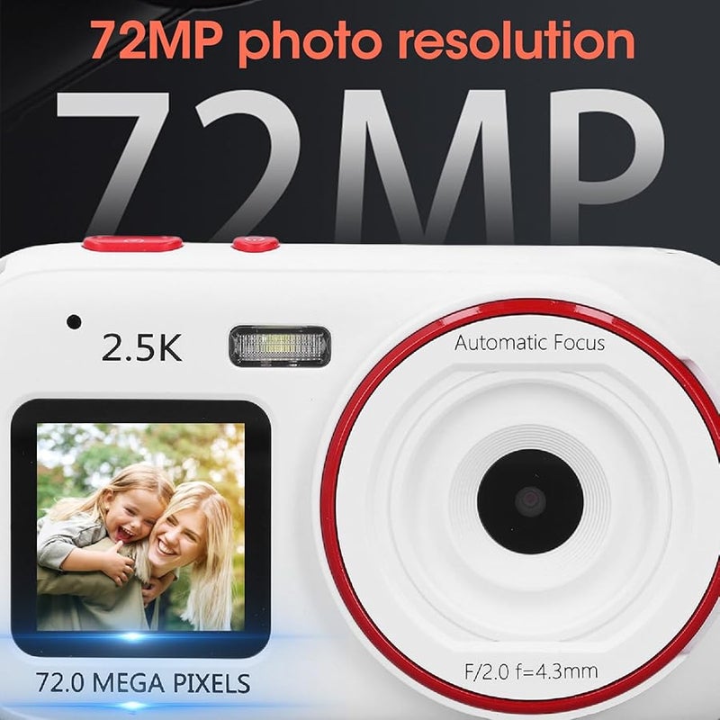 White Digital Camera 72MP 2 5K Dual Screen Autofocus 16X Zoom Anti Shake Vlogging Camera - Image 5