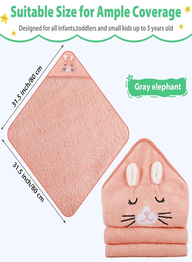Vabrloy Baby Bath Towel,Ultra Soft Hooded Baby Towel,Toddler Bath Towels with Animal Design,Absorbent Baby Hooded Towel Shower Gifts for Baby Boys Girls,31.5x31.5 inch(Orange and Pink Kitten) - Image 2