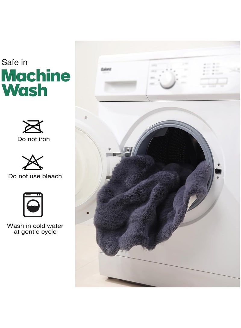 VUCATIN Soft Area Rug Machine Washable Faux Rabbit Fur Rug White Non Slip Fluffy Rug for Bed Dorm Bedside Shaggy and Fuzzy Nursery Rugs Rectangle (Beige) - Image 5