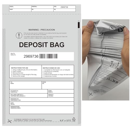 Seadasyoon Plastic Deposit Bags 30 Pack 9.5''x 15'', Opaque Security Bank Deposits,Cash register,Money bag for Cash,Bank Pocket,Tamper-Evident,Unique Barcode - Image 1