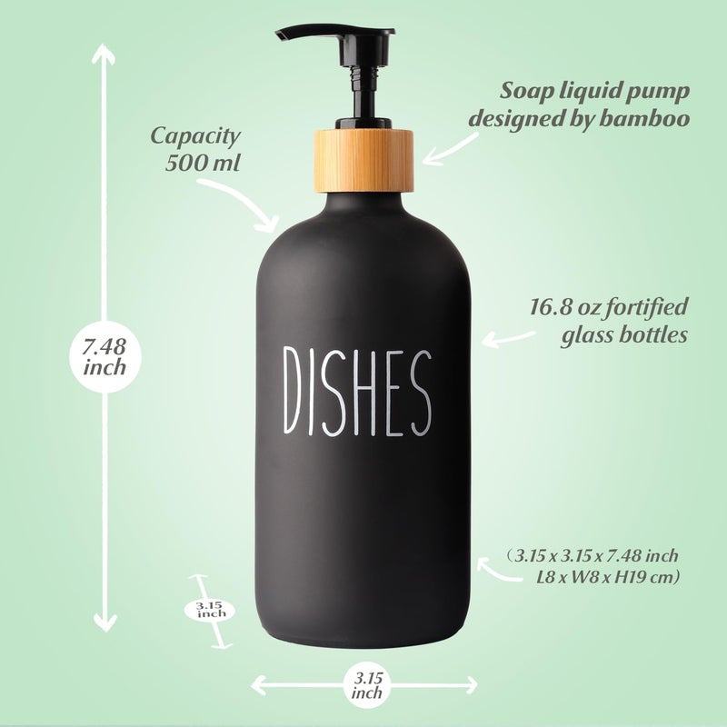 LOOCHICA Black Glass Kitchen Soap Dispenser, Detergent Dispenser or Dish Soap Dispenser for Kitchen Sink, Black Soap Dispenser, Modern Farmhouse Decor Dish Soap Pump for Kitchen Organization - Image 4