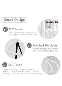 Red Dot Gift 50 Pieces White Non-Slip Velvet Hangers With 360 Degree Rotatable Hook,Durable and  Slim  - Image 3
