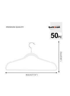 Red Dot Gift 50 Pieces White Non-Slip Velvet Hangers With 360 Degree Rotatable Hook,Durable and  Slim  - Image 2