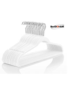 Red Dot Gift 50 Pieces White Non-Slip Velvet Hangers With 360 Degree Rotatable Hook,Durable and  Slim  - Image 1