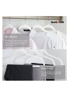 Red Dot Gift 50 Pieces White Non-Slip Velvet Hangers With 360 Degree Rotatable Hook,Durable and  Slim  - Image 4