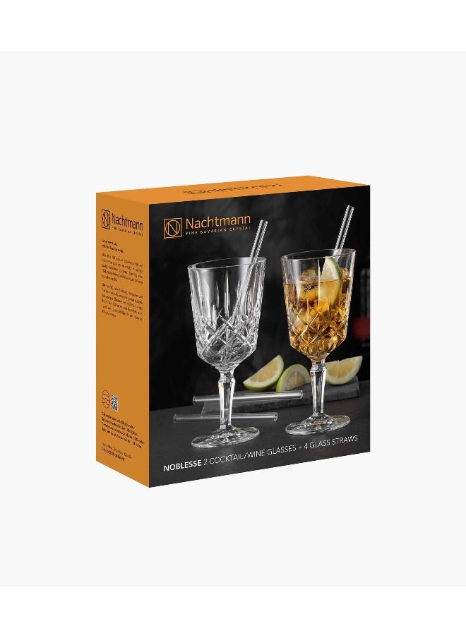 Nachtmann Noblesse Cocktail Glasses Set Of 2 With 4 Glass Straws  - Image 3