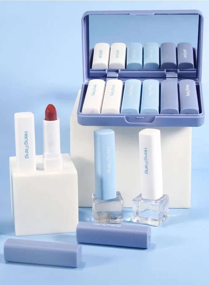 هينغ فانغ طقم أحمر شفاه سوفت بير ميست – 6 ألوان مع علبة مرآة - Image 2
