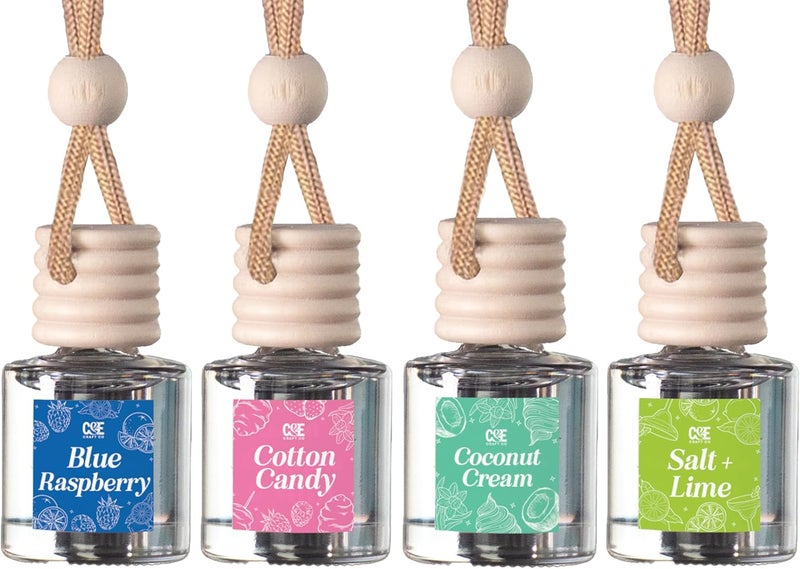 CE CRAFT معطر هواء معلق للسيارة من – موزع زيت عطري مع زيوت أساسية – روائح علاج بالروائح طويلة الأمد للسيارات – عبوة من 4، صيفي - Image 1