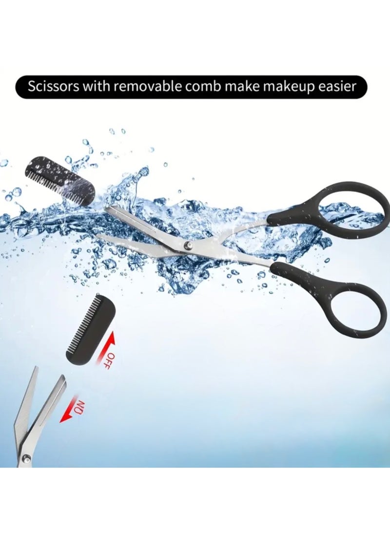 CleanWave - The Pure Effect - Professional Eyebrow Scissors with Guide Comb, Precision Grooming Tool, Waterproof Design - Image 1
