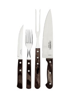 Since 1911,Made in Brazil- Churrasco 14 Pieces Stainless Steel Barbecue Kit Set with Treated Brown Polywood Handles
