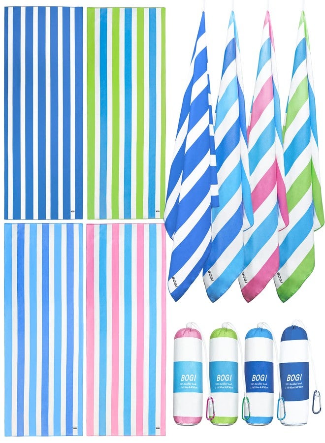 BOGI 4 Pack Microfiber Beach Towel Set for Travel Bath Beach Swim Gym Yoga（XL 79''x35.5''） - Image 1