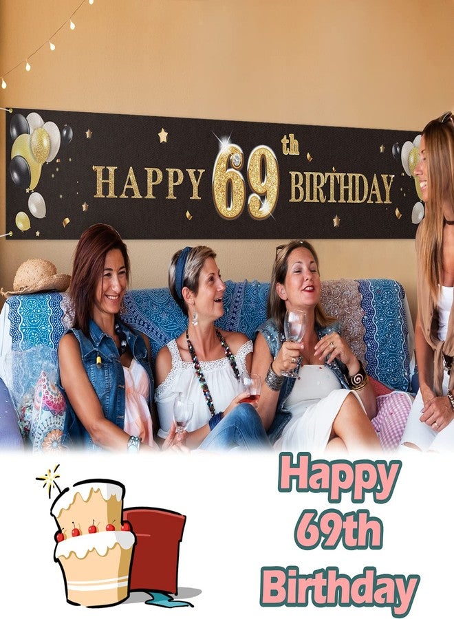 PAKBOOM Happy 69th Birthday Backdrop Banner Cheers to 69 Years Old Decorations Party Supplies Sign Black - Image 4