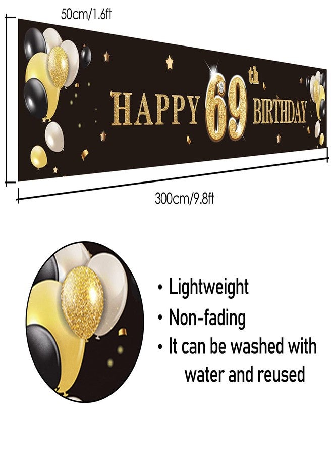 PAKBOOM Happy 69th Birthday Backdrop Banner Cheers to 69 Years Old Decorations Party Supplies Sign Black - Image 3