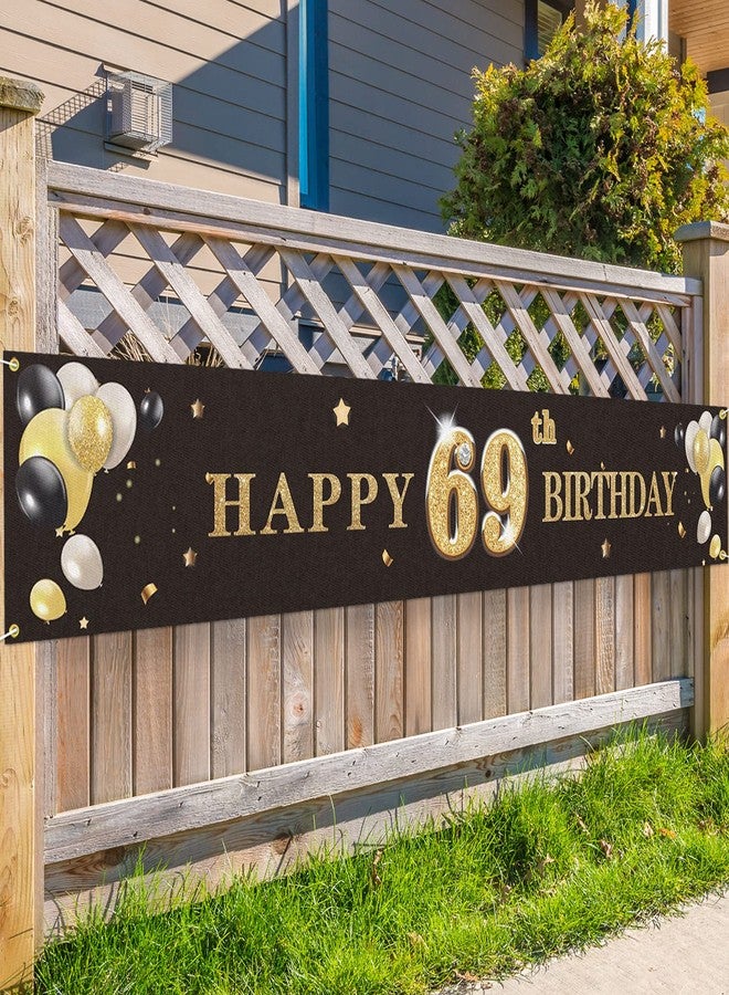PAKBOOM Happy 69th Birthday Backdrop Banner Cheers to 69 Years Old Decorations Party Supplies Sign Black - Image 1