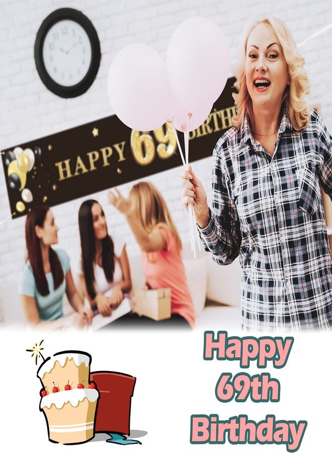 PAKBOOM Happy 69th Birthday Backdrop Banner Cheers to 69 Years Old Decorations Party Supplies Sign Black - Image 5