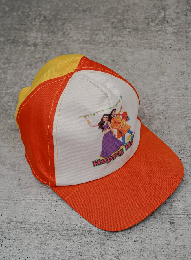 ILEARNNGROW Kids Holi Cap | Lightweight & Comfortable Festival Headwear for Children | Soft Fabric Cap for Holi Celebration, Outdoor Play & School Events | Bright Orange - Image 5