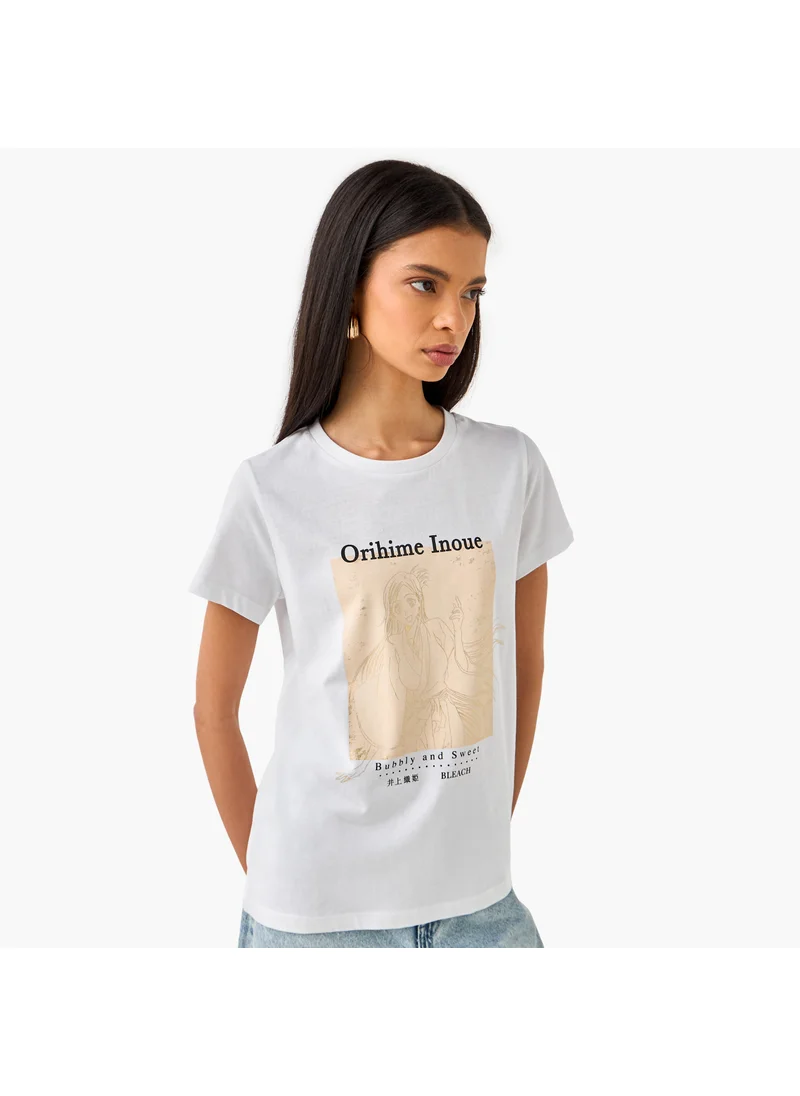 اس بي كاركترز Orihime Inoue Print T-shirt with Crew Neck