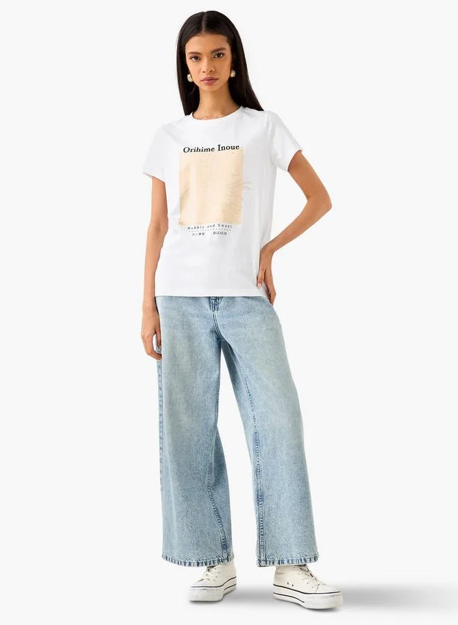 SP Characters Orihime Inoue Print T-shirt with Crew Neck