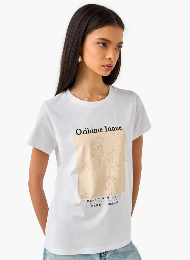 Orihime Inoue Print T-shirt with Crew Neck