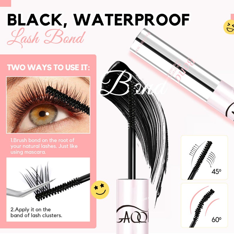 GAQQI Lash Bond and Remover 2 in 1, Waterproof Lash Cluster Glue & Lash Remover, Super Strong Eyelash Glue 72h+, Fast Removal No Residue - Image 4