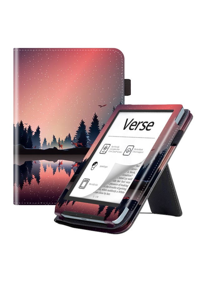 2023 Pocketbook Verse PB629/Verse Pro PB634 مسند اليد حامل جلدي كم مضاد للخدش ومضاد للتآكل نمط العمل دعم محمول - اللون: ليلي نموذج قابل للتطبيق: مناسب لـ Pocketbook Verse 6 بوصة دعامة دعم اليد - Image 1