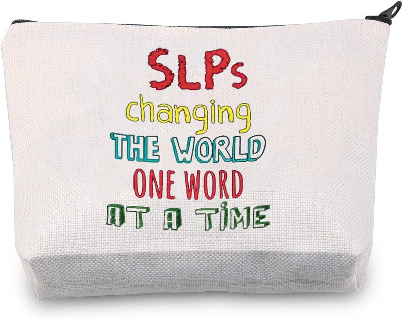 LEVLO Speech Language Pathologist Gift Changing The World One Word at A Time Medical Charm Cosmetic Bag (SLPs)