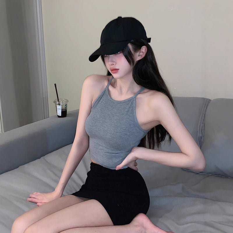 Pure Desire Girl Hanging Neck Sling Small Vest Women'S 2025 Summer Slim-Fit Outer Wear Inner Base Shirt Top - Image 3