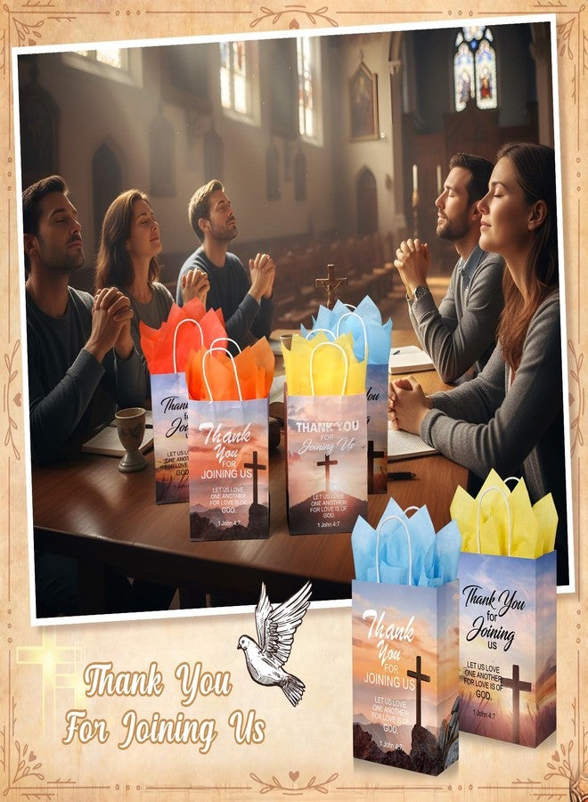 Capoda 24 Pcs Church Welcome Gift Bags with Tissue Paper Religious Bible Paper Bags Christian Goodie Treat Handbags for Church Thanks Birthday Sunday School Party Favor, 8.7x6.3x3.2 Inch - Image 5