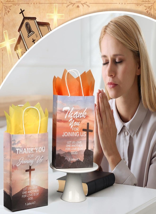 Capoda 24 Pcs Church Welcome Gift Bags with Tissue Paper Religious Bible Paper Bags Christian Goodie Treat Handbags for Church Thanks Birthday Sunday School Party Favor, 8.7x6.3x3.2 Inch - Image 4
