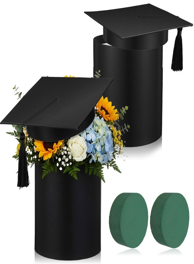 ForraFun 2 Sets Graduation Cap Flower Box with Floral Foam Blocks Graduation Cap Flower Gift Box Graduations Party Favors for Grad Ceremony Party Activities Celebrations - Image 1