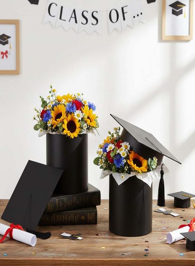 ForraFun 2 Sets Graduation Cap Flower Box with Floral Foam Blocks Graduation Cap Flower Gift Box Graduations Party Favors for Grad Ceremony Party Activities Celebrations - Image 3