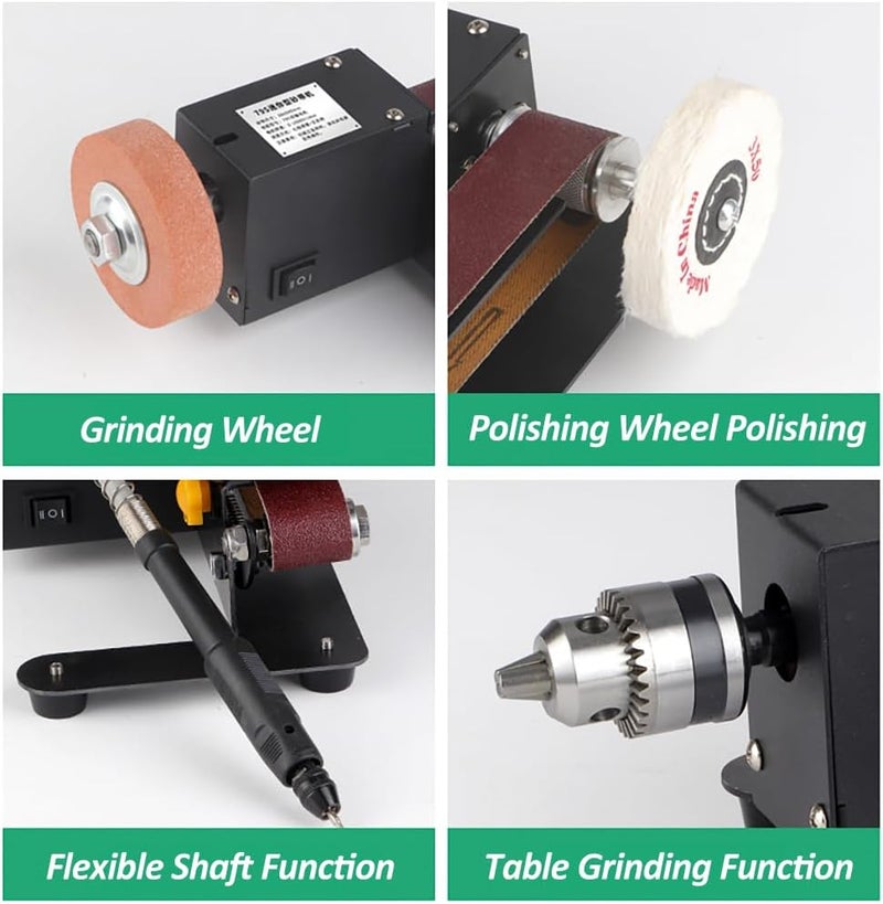 Eacam 250W Mini Belt Sander Electric Bench Grinder Sanding Machine 7 Speed Adjustable Control Small Grinder Sharpener Polisher Machine For Diy Woodworking Resin Jewelry Making Knife Sharpener - Image 4