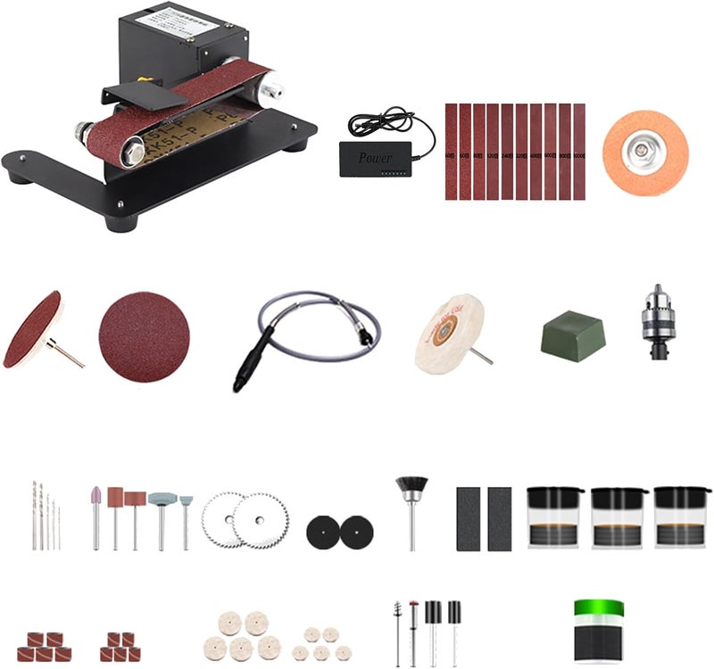 Eacam 250W Mini Belt Sander Electric Bench Grinder Sanding Machine 7 Speed Adjustable Control Small Grinder Sharpener Polisher Machine For Diy Woodworking Resin Jewelry Making Knife Sharpener - Image 1