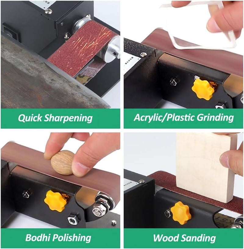 Eacam 250W Mini Belt Sander Electric Bench Grinder Sanding Machine 7 Speed Adjustable Control Small Grinder Sharpener Polisher Machine For Diy Woodworking Resin Jewelry Making Knife Sharpener - Image 2