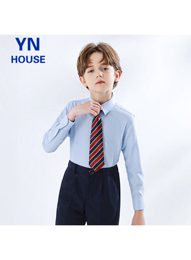 Yinuofang Children's Long-sleeve Blue Dress Shirt For Boys And Girls, Blue, Size 170 - Image 2