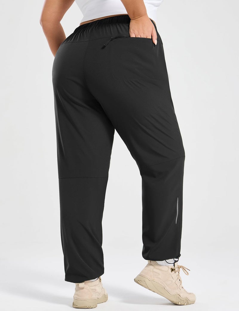 baleaf Plus Size Pants for Women Hiking Cargo Water Resistant UPF 50+ Cargo Joggers Zipper Pockets Black 2XL - Image 2