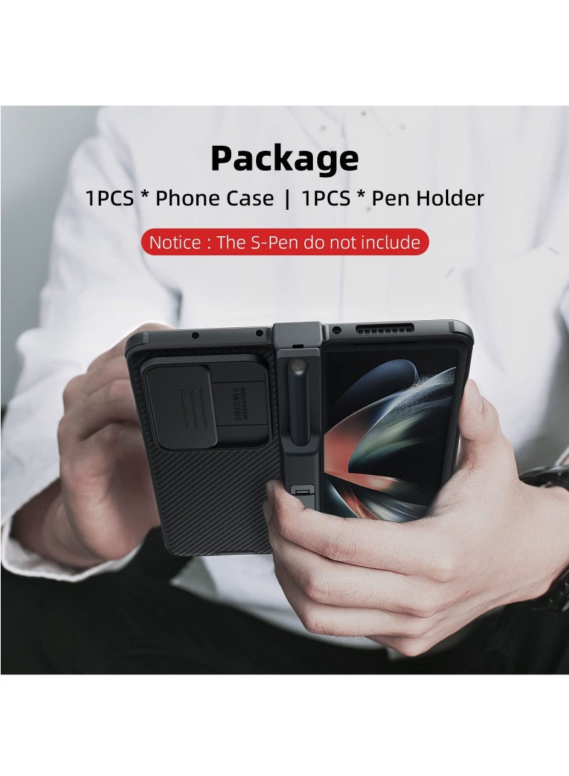NIBEMINENT Case Suitable for Samsung Galaxy Z Fold4 with S Pen Holder and Hinge Protector Hidden Kickstand Lens Slider Slim Cover - Image 4