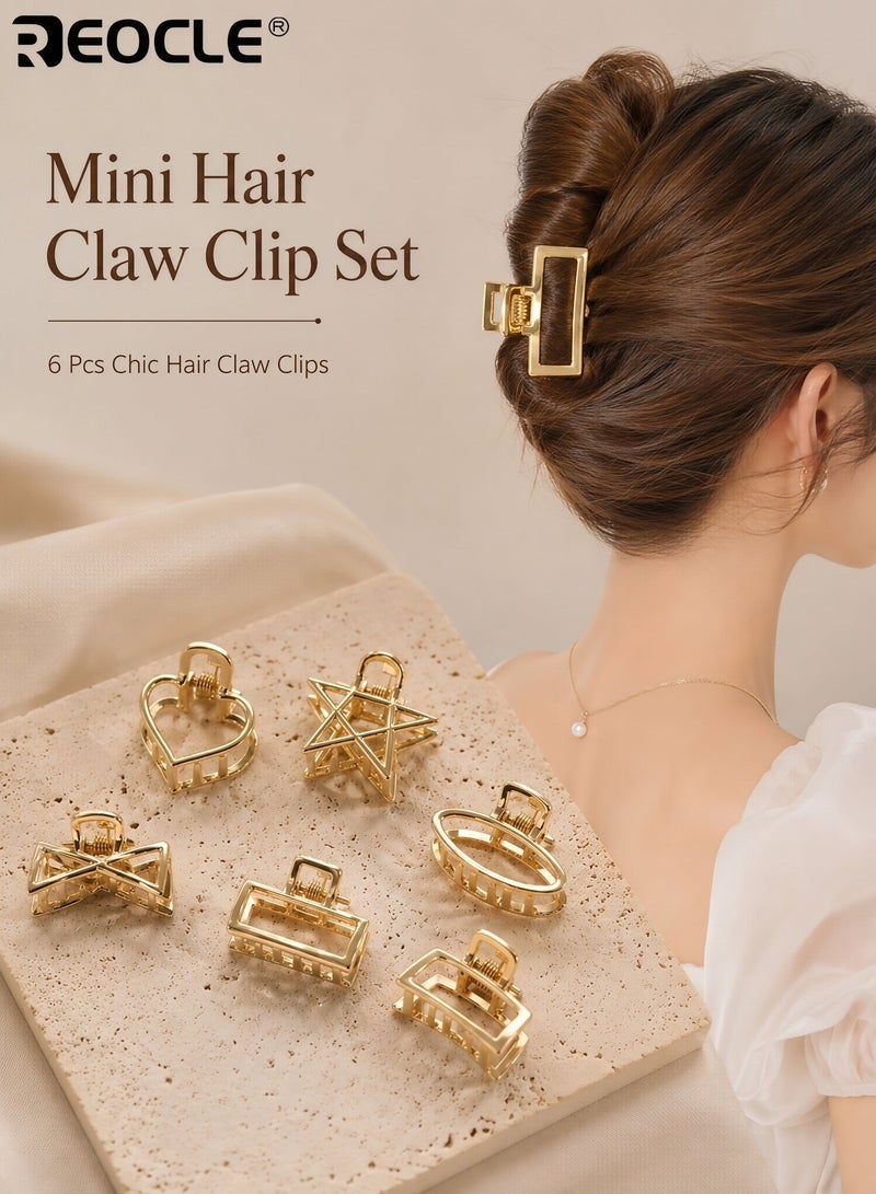 REOCLE 6PCS Heart Shape Metal Hair Clips with Sparkling Zinc Alloy Design Girls Hair Accessories with Strong Hold for Long Hair Styles - Image 1