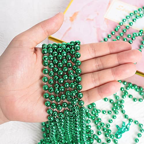 ZZYFGH 12 PCS St. Patricks Day Necklaces, 33" Green Mardi Gras Beads Necklace, St. Patrick's Day Green Beads St. Patricks Day Accessories for Mardi Gras Party Supplies Mardi Gras Decor for Party, School Event, Home - Image 4