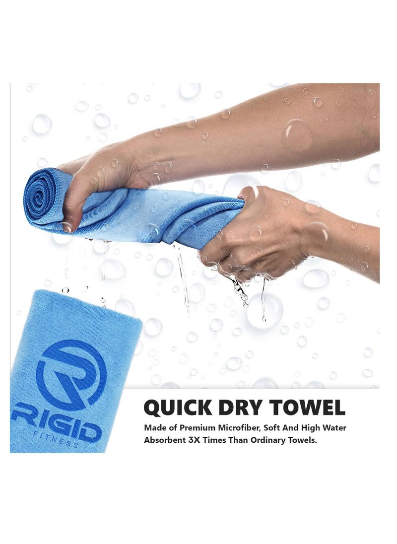 RIGID FITNESS - Microfiber Gym Towel - Face Towel, Yoga Towel - Quick Dry & High Absorbent Sweat Towel For Gym Exercises and Outdoor - Thick 400Gsm - 75x35cm-Blue - Image 1