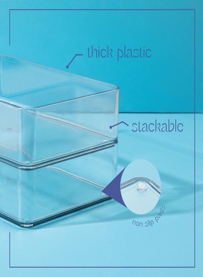 primebox Plastic Clear Drawer Organizers. Bathroom, Kitchen, Bedroom, Gadgets, Office Organizer Bins, Storage Trays. Heavy Duty, Stackable. 12" x 3" x 2" Set of 6 - Image 5
