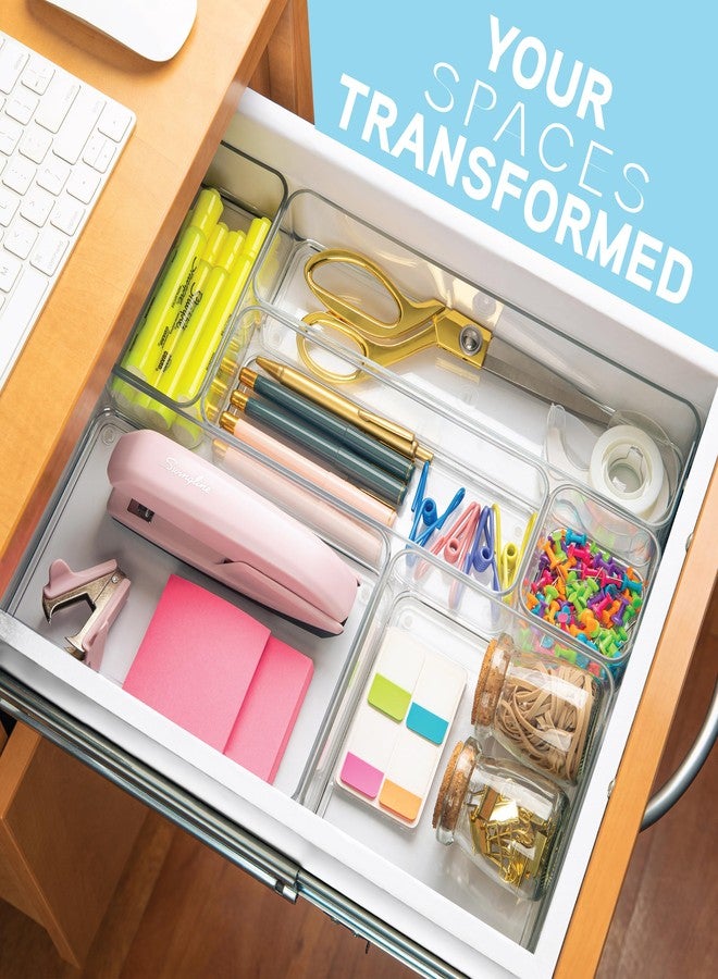 primebox Plastic Clear Drawer Organizers. Bathroom, Kitchen, Bedroom, Gadgets, Office Organizer Bins, Storage Trays. Heavy Duty, Stackable. 12" x 3" x 2" Set of 6 - Image 4