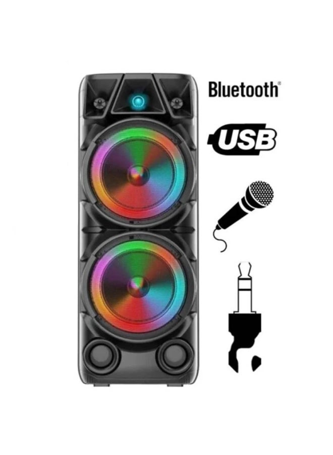 مايكروبلس مكبر صوت بتقنية البلوتوث مع بطارية قابلة لاعادة الشحن واضاءة RGB ، يدعم TWS ، FM ، USB، مع ميكروفون وجهاز تحكم عن بعد - Image 1