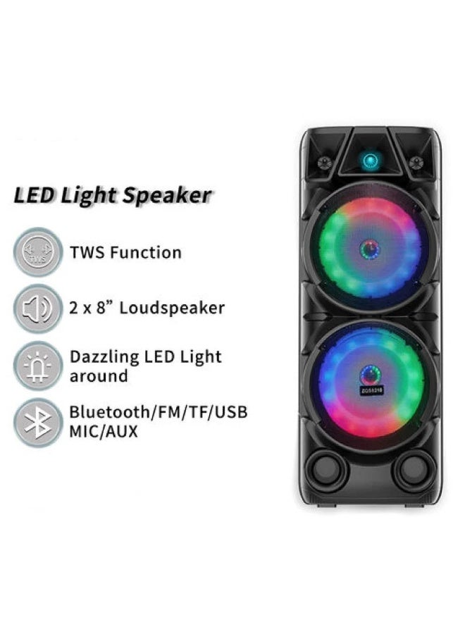 مايكروبلس مكبر صوت بتقنية البلوتوث مع بطارية قابلة لاعادة الشحن واضاءة RGB ، يدعم TWS ، FM ، USB، مع ميكروفون وجهاز تحكم عن بعد - Image 2