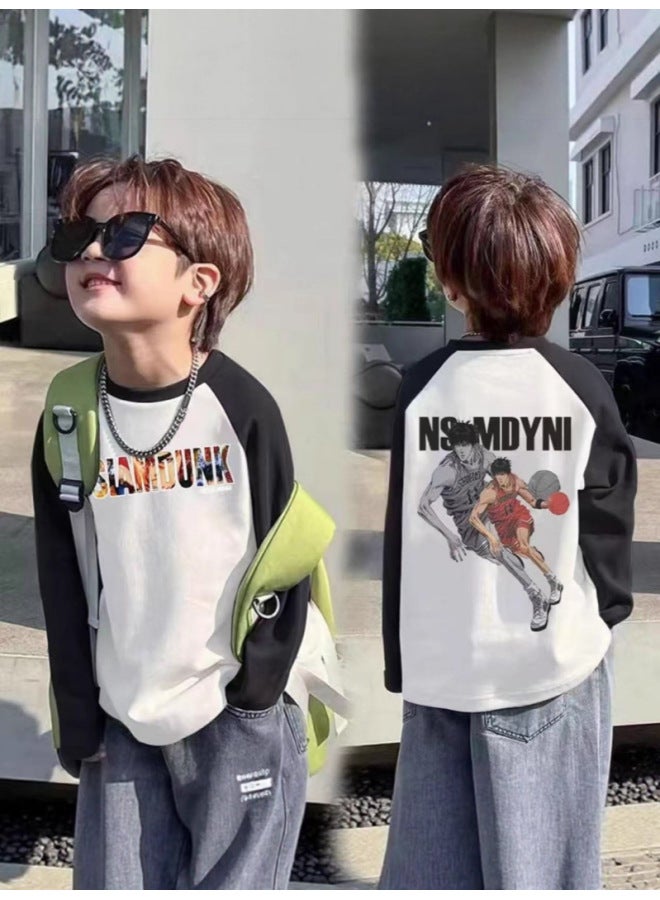 Children's Long-sleeved T-shirt, Baby Autumn Thin Top, Toddler Boy's Base Layer, Autumn Pure Cotton Boys' Spring And Autumn Style - Image 3