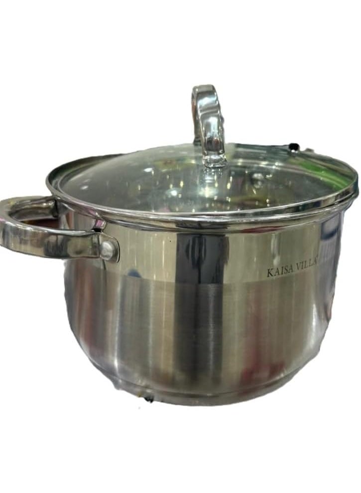 قدر طهي بالحث الحراري سعة 3.9 لتر، مصنوع من الفولاذ المقاوم للصدأ، أبعاده 20 × 12.5 سم، مزود بغطاء زجاجي، مناسب لمواقد الغاز والكهرباء، آمن للغسل في غسالة الأطباق، مثالي لتحضير الحساء والمعكرونة. - Image 4