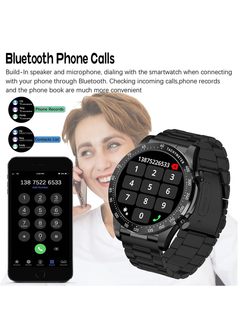 RollsTimi  Fashion Men's Smart Watch Business Sports Fitness Tracker Heart Rate Smartwatch Bluetooth Calls IP68 Waterproof 1.43" AMOLED Screen For Android IOS,Black  - Image 3